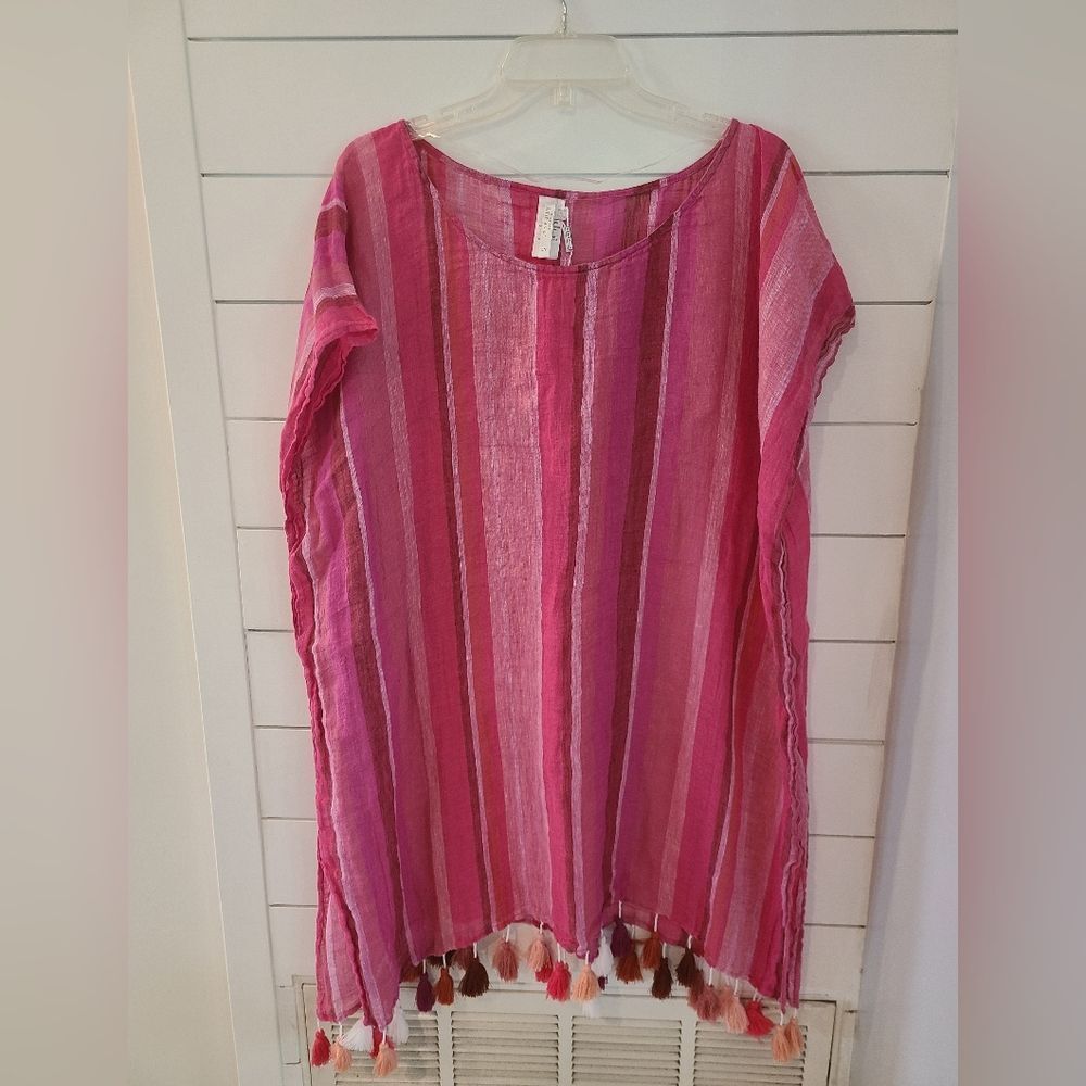 Seafolly Pink and White Striped Tunic / Coverup